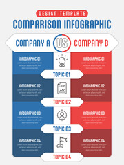 comparison infographic design template, comparison between companies and products and services, busi