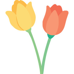 Canvas Print - beauty yellow and red tulips flowers icon