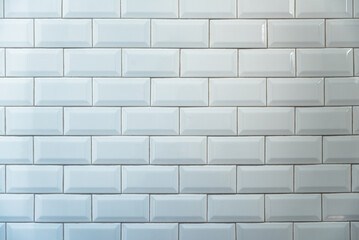  New clean white wall brick made from plastic PVC is shiny glossy in light