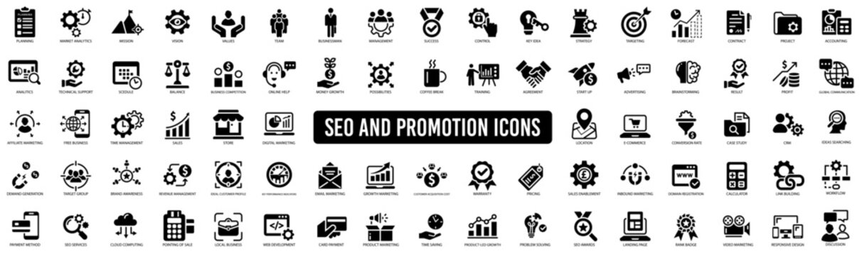 Wall Mural -  - SEO and promotion icons collection. Business and marketing. Vector illustration