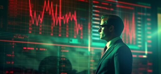 Wall Mural - businessman looking at trading stock charts