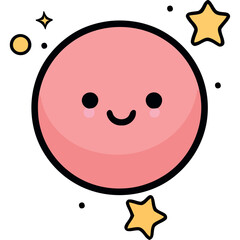 Sticker - pink planet and stars kawaii style