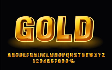 Wall Mural - Gold font set collection, letters and numbers symbol. Vector