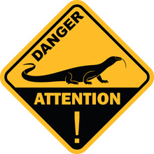Monitor Lizard Road Sign. Isolated Monitor Lizard On White Background
