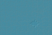 Embossed, Missing Piece Of A Blue Jigsaw Puzzle.