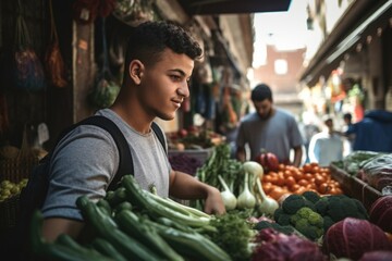 shot of a young man buying fresh produce in the local market