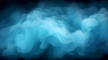 Blue air flow wave effect. Design for visualizing air or water flow. Abstract light air effect.Cold blue air currents on a black background, created with Generative AI technology.