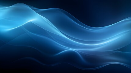 Blue air flow wave effect. Design for visualizing air or water flow. Abstract light air effect.Cold blue air currents on a black background, created with Generative AI technology.