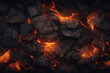 Lava rock with fire gaps between stones background