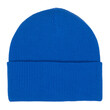Blue knitted bobble hat isolated