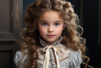 Sticker - Portrait of a little girl in a victorian dress, AI