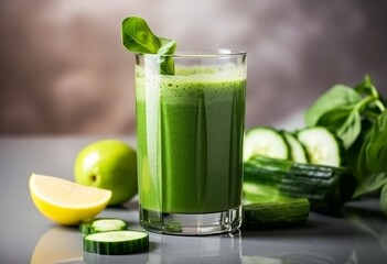 Poster - Fresh detox Vegetarian healthy green smoothie 