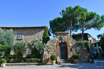 Canvas Print - The gate of an old house in the medieval quarter of Lucignano, a village in Tuscany, Italy.