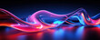 © fotogurmespb - Abstract digital neon waves flow background with empty space for text