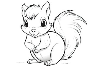 Wall Mural -  a cartoon squirrel sitting on the ground with its legs crossed.  generative ai