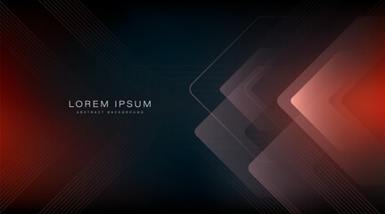 Abstract gradient arrow shape on dark background. Dynamic shape. Modern graphic elements. Minimal geometric shape design. Futuristic technology concept. Vector illustration