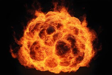 Canvas Print - fire explosion on black background. fireball overlay.