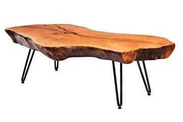 Wall Mural - a live edge wood slab coffee table isolated on a transparent background, generative ai