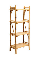 Wall Mural - a tall bamboo storage shelf unit isolated on a transparent background, generative ai