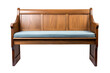 a wooden church pew stained isolated on a transparent background, generative ai