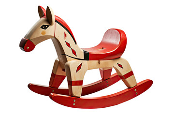 Sticker - a wooden rocking horse isolated on a transparent background, generative ai