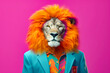 Heavy funny lion anthropomorphic bright colors