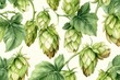 Watercolor illustration of green beer hop pattern. Perfect for ornaments or design. Generative AI