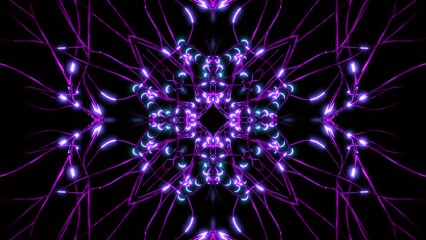 Canvas Print - neural pattern with bright pulses. design. bright mandala-style pattern and neural connections pulsa