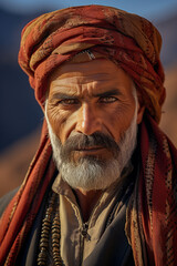 Wall Mural - Portrait Of A Traditional Old Berber Man In The Desert.