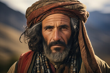 Wall Mural - Portrait Of A Traditional Old Berber Man In The Desert.