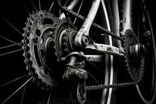 Rear Bike Picture Showcasing Chain And Wheel Intricacies. Generative AI