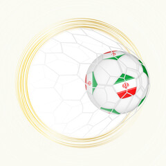 Wall Mural - Football emblem with football ball with flag of Iran in net, scoring goal for Iran.