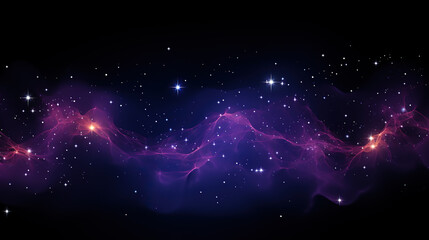 Canvas Print - Abstract background with purple moving flying stripes, lines, waves of digital hi-tech smoke particles with blur effect and bokeh