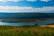 Peace River Valley, summer 2022, prior to completion of Site C Dam near Fort St. John, BC