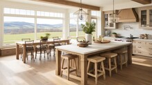 Modern Country Ranch House Kitchen With View Of Rolling Hills
