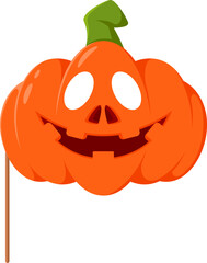 Wall Mural - Cartoon Halloween photo booth pumpkin mask, vector