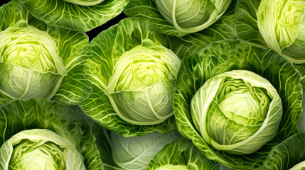 Wall Mural - Fresh green cabbage as a background, close-up, top view