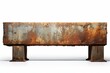 Rusty steel beam isolated on white. Generative AI