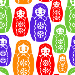 Seamless background with nested dolls. Vector illustration