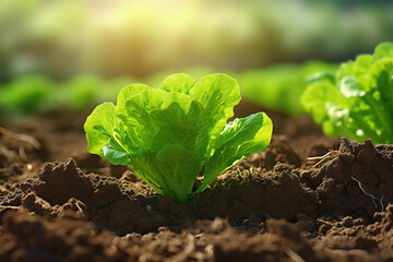 cultivated Lettuce vegetable field earth day concept