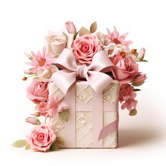 Wall Mural - gift box for mother day on white background