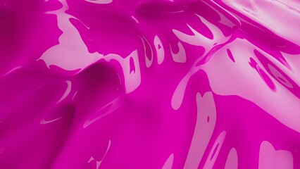 Wall Mural - 3d Abstract pink looping animation background. Smooth pink wavy plastic or latex. Acrylic liquid.