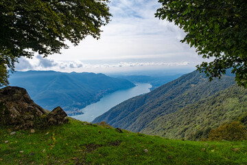 Wall Mural - Landscape of Lake Como from Colmegnone mountain