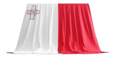 Malta Flag Curtain in 3D Rendering Showcasing Malta's Natural Beauty