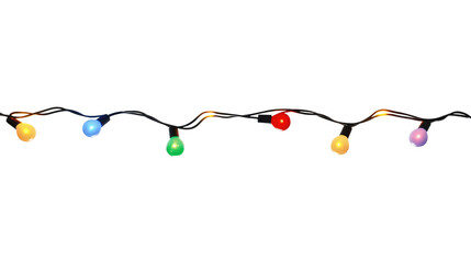 Wall Mural - String of Christmas lights isolated on transparent background. Generative ai