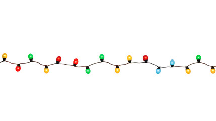Wall Mural - string of christmas lights isolated on transparent background. generative ai