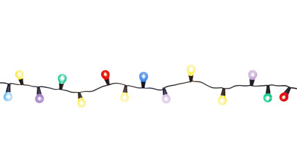 Wall Mural - string of christmas lights isolated on transparent background. generative ai