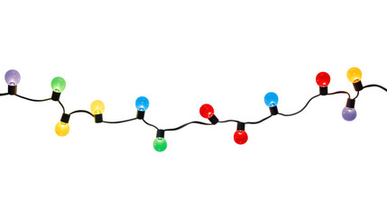 Wall Mural - string of christmas lights isolated on transparent background. generative ai