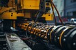 Close up of drilling machine work process for horizontal directional drilling technology. Trenchless laying of communications, pipes, and water pipes. Generative AI