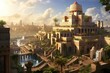 An ancient city in Babylon with a remarkable tower called Babel and enchanting residences. Generative AI